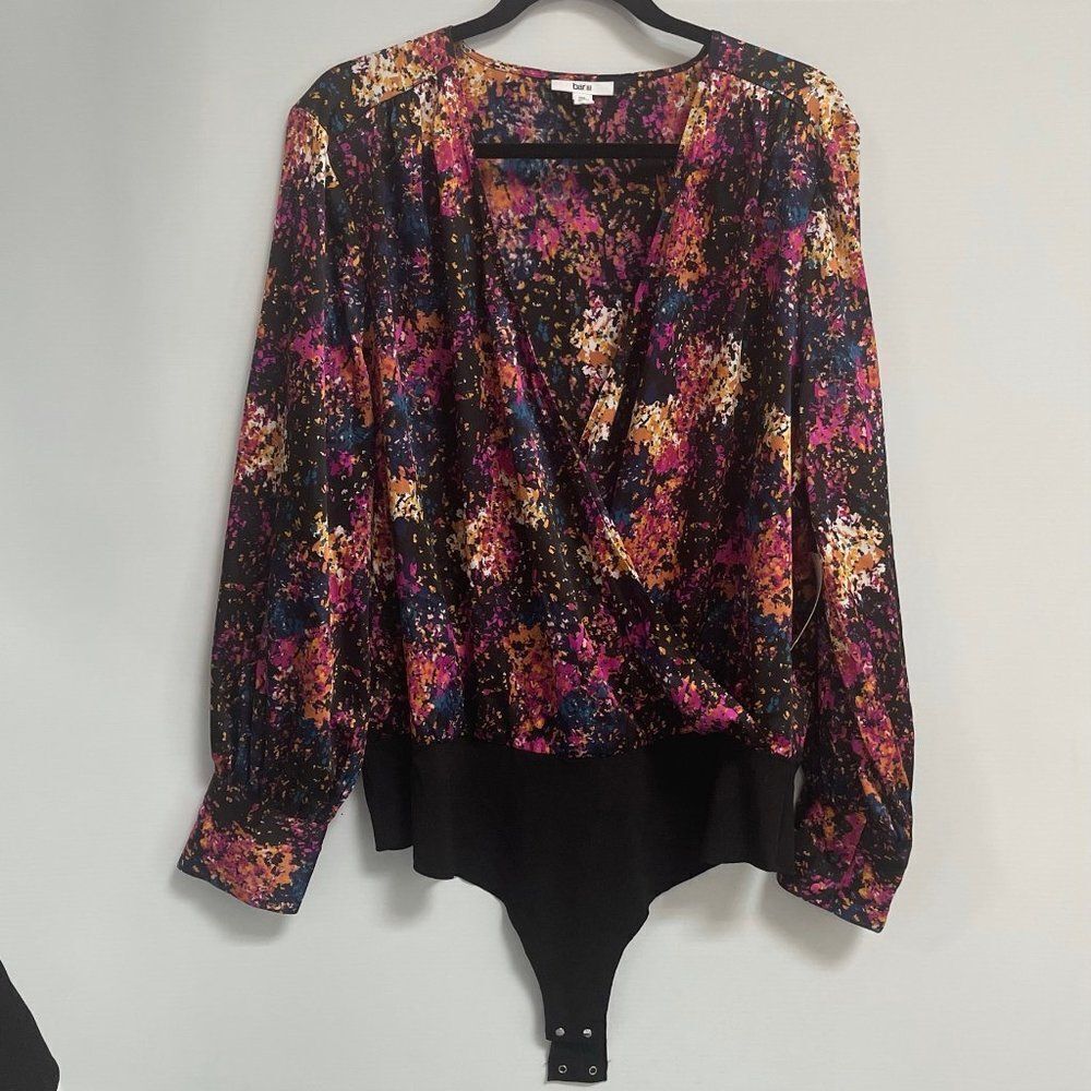 Bar III Confetti Printed Surplice Bodysuit Galaxy Chic
